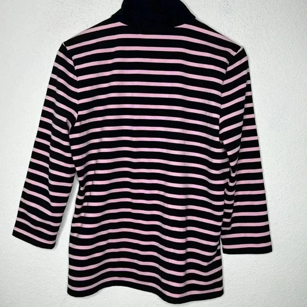 Lauren Ralph Lauren Large pink/black striped long sleeve top - Picture 4 of 4